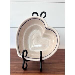 Boleslaweic Polish Hand Made Pottery Heart Shaped Dish Bowl Crock Floral